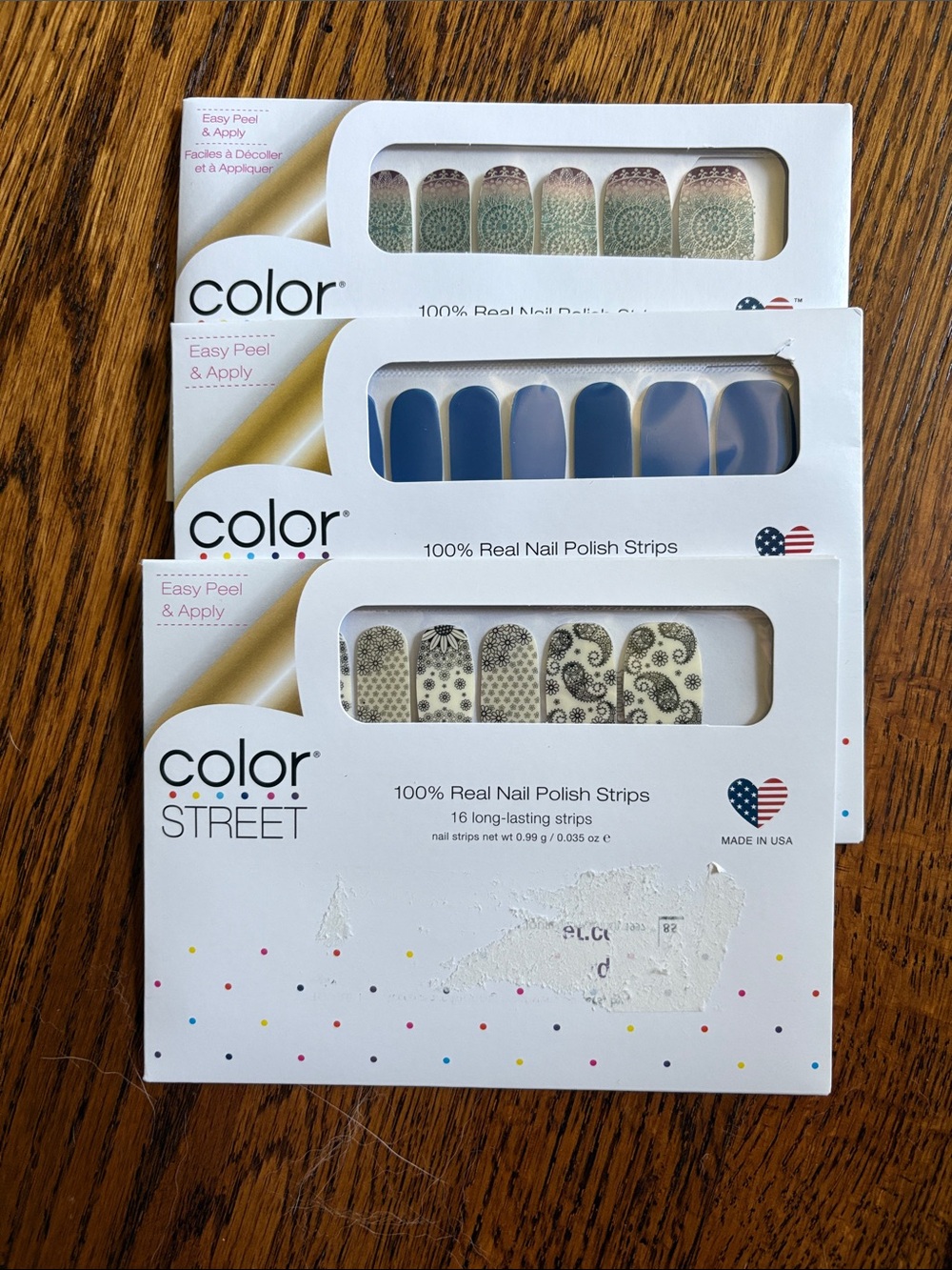 NWT Color Street Blue, Purple & Black Patterned Nail Polish Strips - 3 Pack